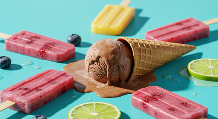 Summer Delights Melting Ice Cream and Colorful Popsicles