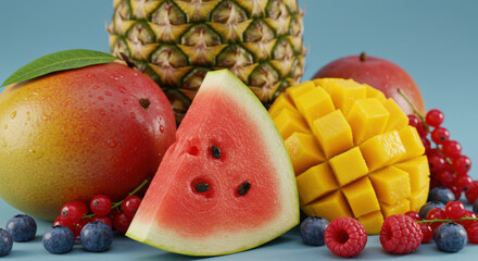 Juicy Summer Fruits Watermelon, Mango, Pineapple & More
