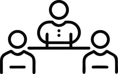 Business Meeting Icon with People Around Table – Black Silhouette Style Symbol for Corporate Discussion, Collaboration, and Team Communication