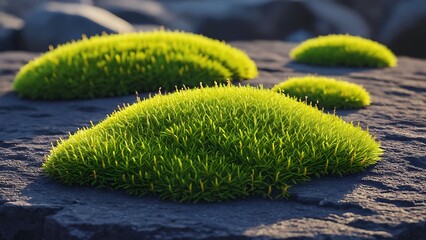 Fototapeta premium Green moss cushions on a rock