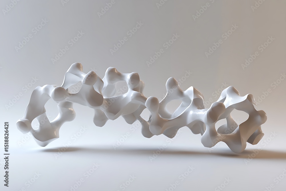 Aufkleber Abstract White Object Structure with Interconnected Elements on a White Background