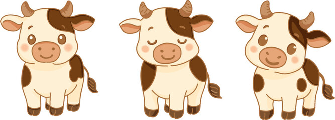 Cute Cartoon Cows for Eid al-Adha Design Project