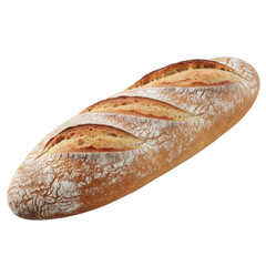 Crusty loaf of bread against a blank background food photography style