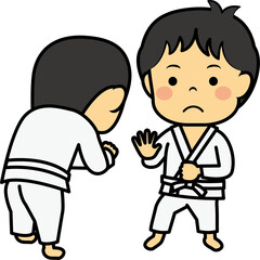 柔道をする男児