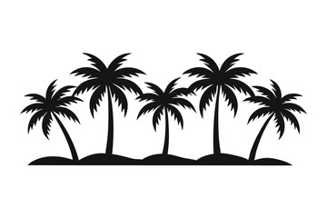Silhouette of Palm Trees on a Tropical Island Beach
