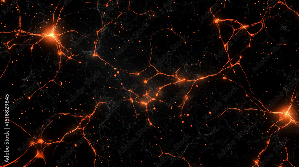Poster cosmic network: an abstract depiction of glowing cosmic network, suggesting interconnectedness. a vi