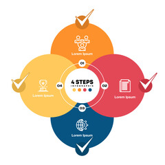 Circle chart infographic template with 4 options for strategy presentations business. Vector illustration Eps	