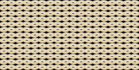 The repetition of geometric curved planes in golden brown creates a dynamic yet elegant impression against a black background.