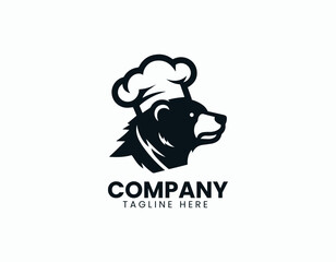 Charming Chef Bear Culinary Mascot Restaurant Kitchen Vector Logo Design
