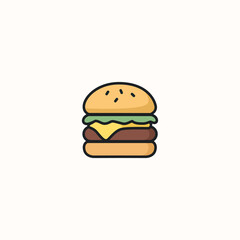 Burger Icon – Flat Fast Food Sandwich Symbol