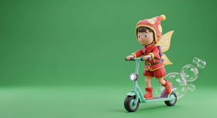 3D Character Boy Elf Riding a Snail