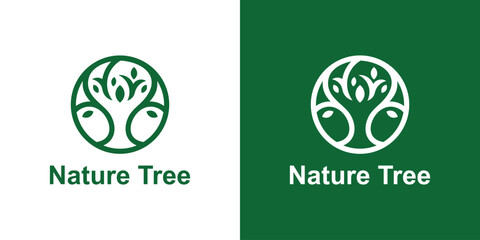 logo design combination circle and tree,nature,leaf,design creative elegant.