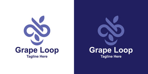 combination logo of wine and infinity, connection, fresh, drink,logo design creative elegant.