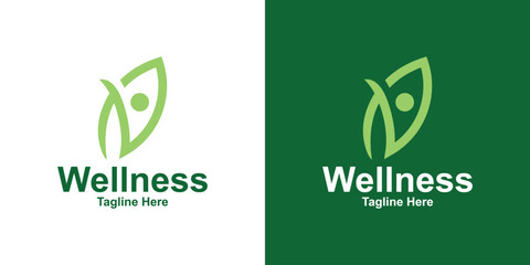 logo design wellness and leaf,people,health,care,design creative and elegant.