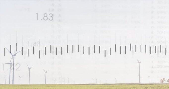 Upon start, semi-transparent bars fluctuating over grassy plain, highlighting wind data trends