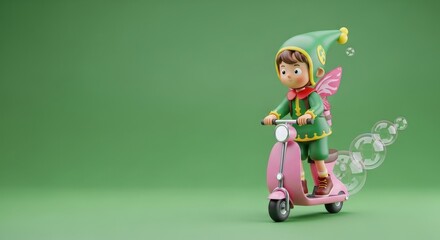 3D Character Girl Fairy Riding a Ladybug