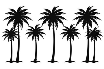 Palm Trees Silhouette Vector Illustration for Summer Vacation and Tropical Design