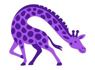 Giraffe illustration, colorful minimalist style, mid-century modern, childlike shapes, whimsical character design, no outlines, solid colors, stylized proportions