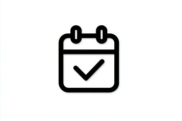 Minimalist calendar icon with check mark illustration on white background