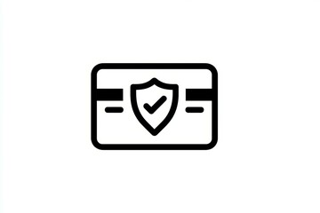 Secure payment icon depicting a checkmark shield on a card for online protection
