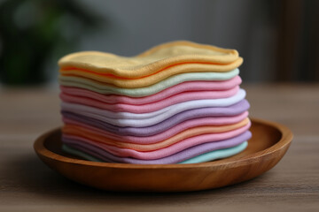 Stack of Colorful Reusable Fabric Pads Concept