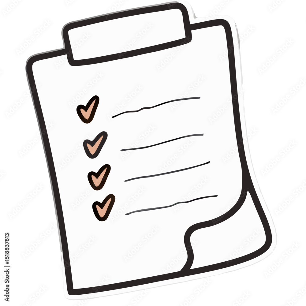 Poster illustration of a checklist on a clipboard with check marks isolated on black background