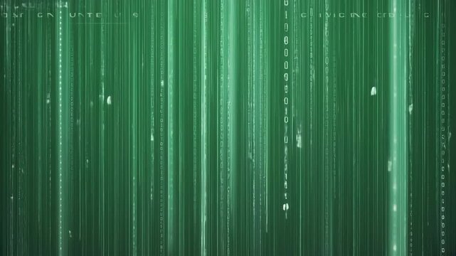 Falling green digital data stream abstract technology background
