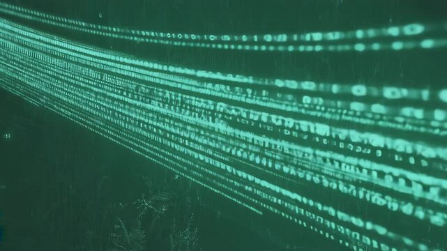 Flowing binary code data stream abstract technology background