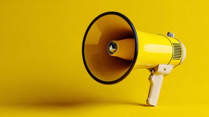 Yellow megaphone as bold communication symbol, centered on matching background. Power of clear and direct messaging.
