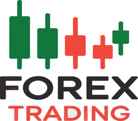Modern forex trading logo design featuring green and red candlestick chart icons ideal for financial branding and company identity