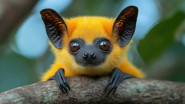Adorable Golden Bat Closeup