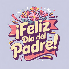 Obraz premium Feliz Día del Padre 3D Text with Typography with Floating Hearts on Water Background, Happy Father's Day Spanish Greeting with Reflective Design Father's Day Message for banner poster print