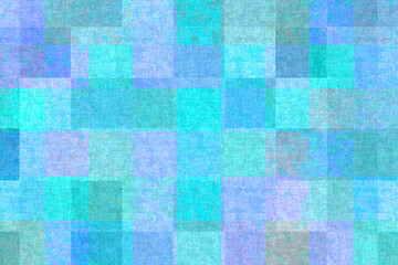 カラフルな方眼の布目模様 水色 ターコイズブルー