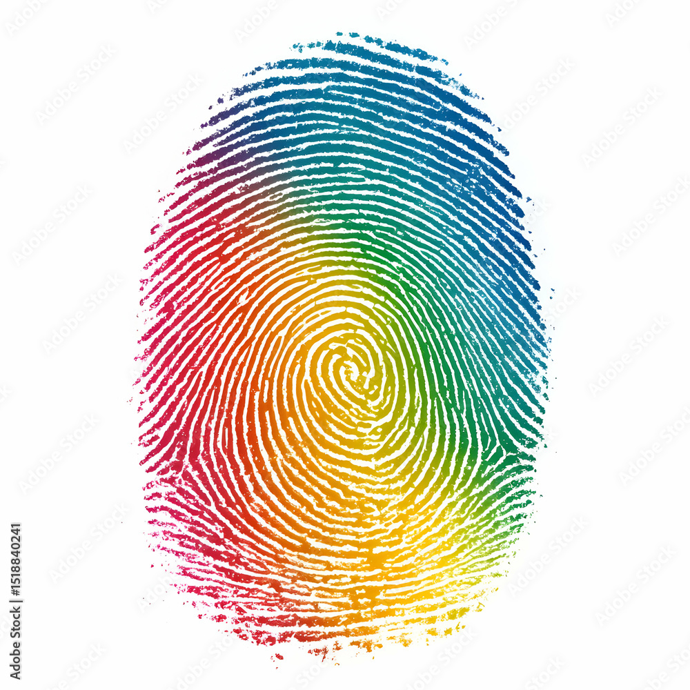 Poster colorful fingerprint design showcasing individuality and creativity through vivid lines and patterns