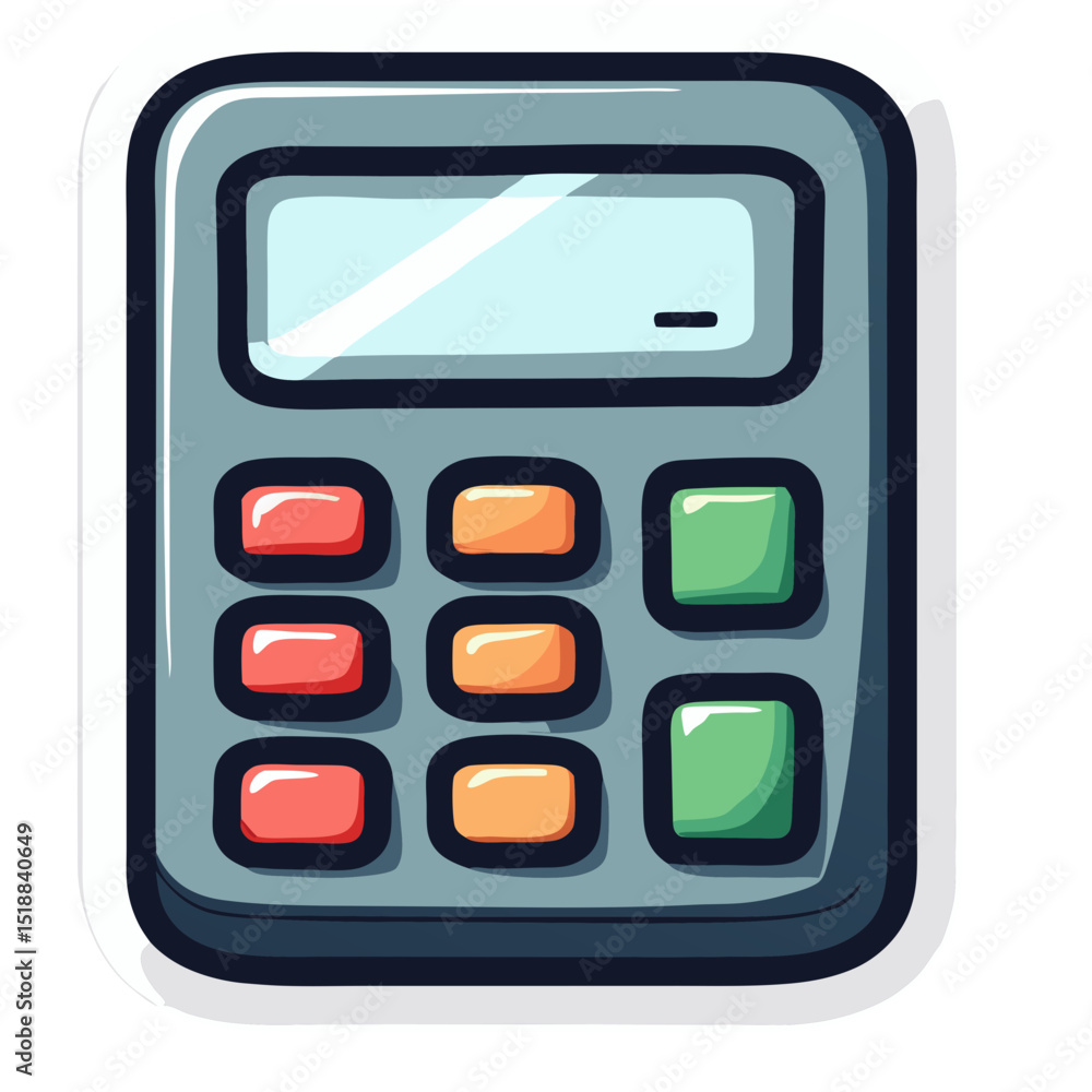 Poster an illustrated calculator icon with colorful buttons and a display screen for calculations