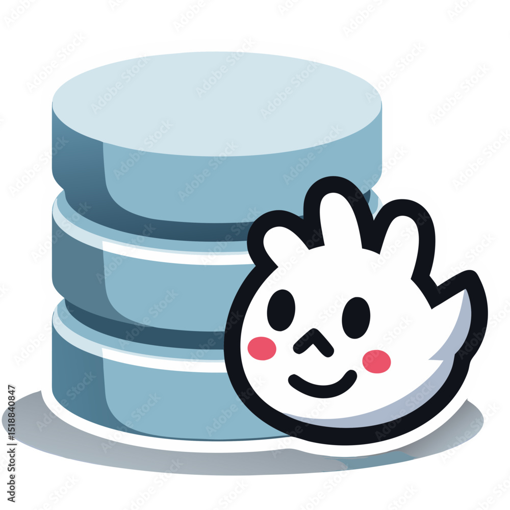 Aufkleber illustrative image of a cloud data storage server with a cute emoji icon representing the data