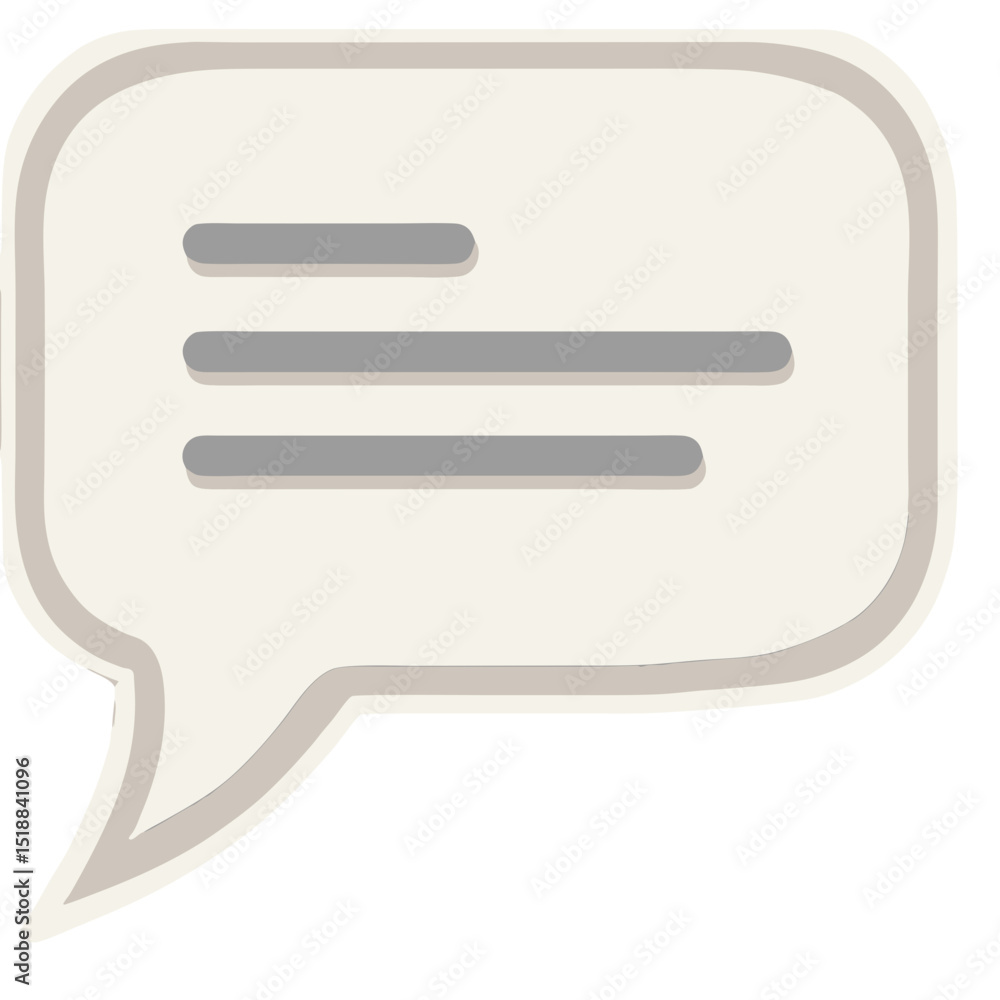 Aufkleber illustration of a white speech bubble with three horizontal lines representing text content