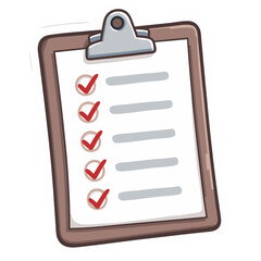 Illustration of a clipboard with a checklist showing completed tasks and a black background