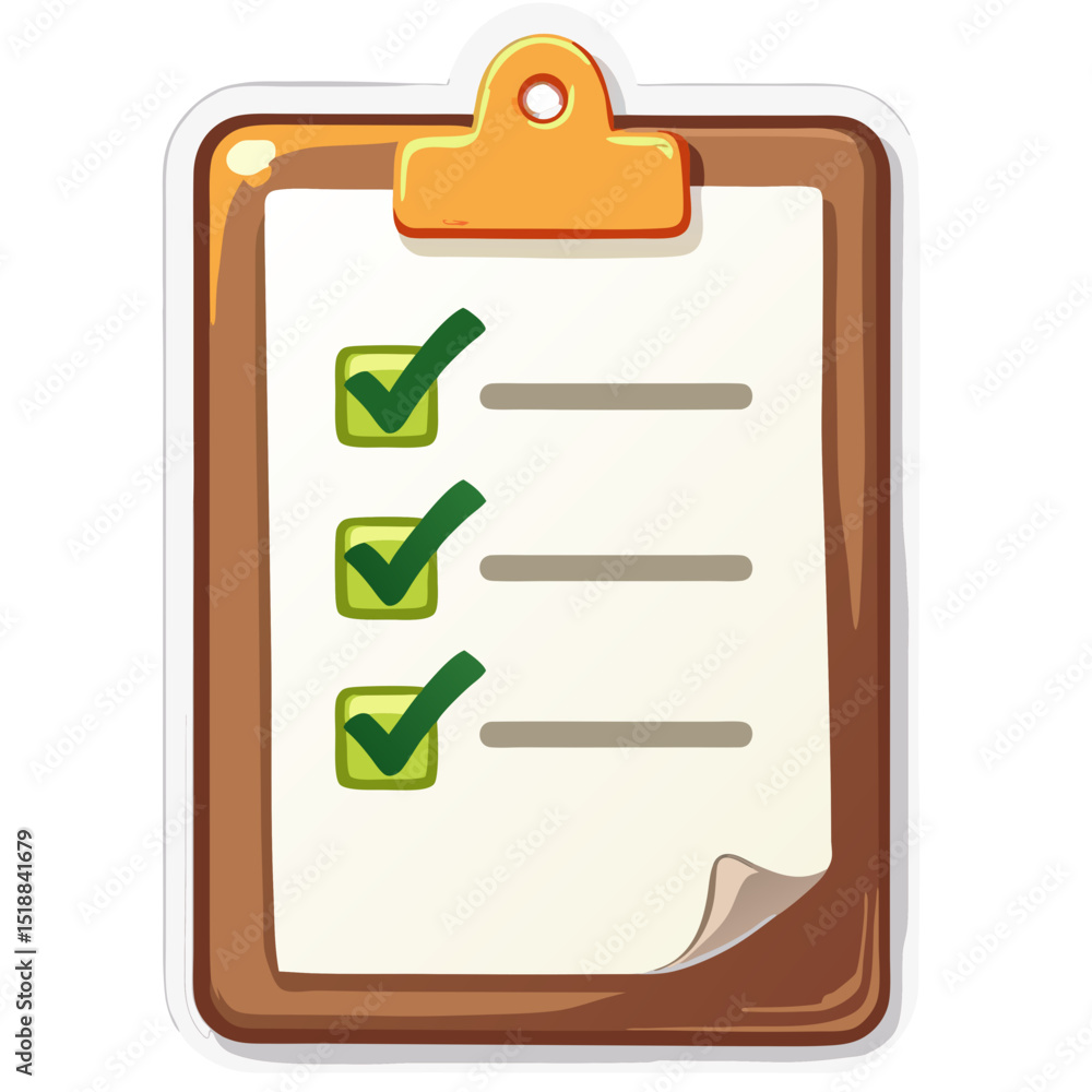 Poster illustration of a checklist on a clipboard with green check marks representing tasks completed
