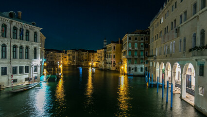 Grand Canal in Venice night timelapse, Italy