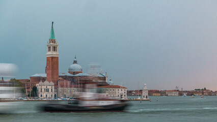 Obraz premium Panoramic sea view of the San Giorgio Maggiore island timelapse in Venice, Italy.