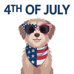 Naklejka premium 4th July Independence Day Celebration with Pets Festive Home Environment Fun Illustration