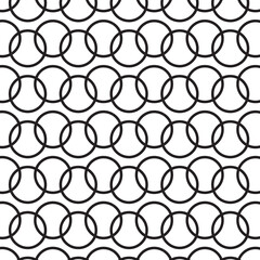 Fototapeta premium Black and white abstract geometric overlapping circle seamless pattern.