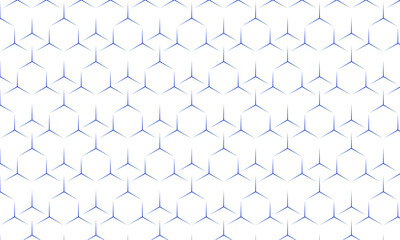 Repeating pattern of blue geometric shapes on a white background creating a modern design look 
