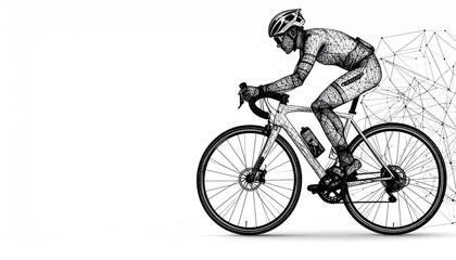 Athletic Cyclist Riding a Road Bike A Dynamic Line Art Illustration
