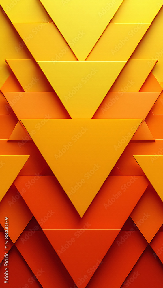 Poster abstract background with layered triangles in shades of yellow orange and red creating a vibrant pat