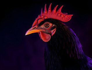 Regal Indonesian Black Chicken in Golden Light