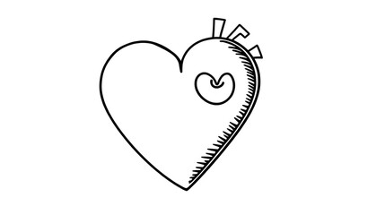 Original stylized heart with associative line art drawing. Heart illustration isolated on transparent background. PNG An element for designing about love, feelings or Valentine's Day.