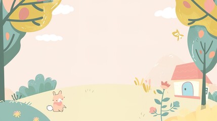 Adorable Cute Kindergarten Background Images: Playful Designs with Colorful Cartoon Characters, Alphabet Blocks, Happy Kids, and Whimsical Nature Scenes in Soft Pastel Hues for Preschool Websites