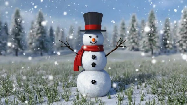 Snowman with a red scarf